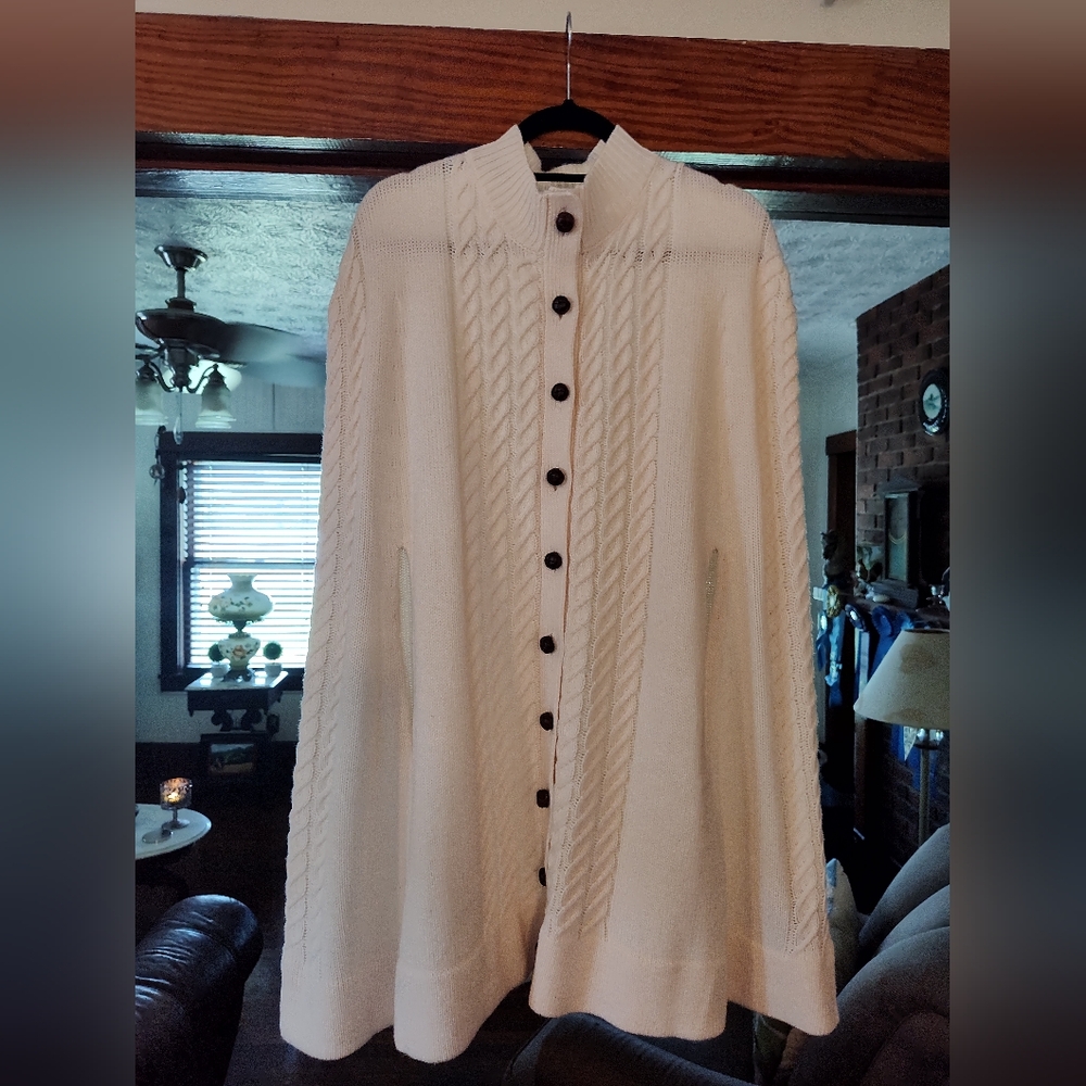 NWOT Cream Button-Up Cape
